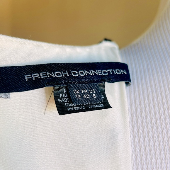 French Connection Off White Short Sleeve Beaded Bodice Dress Women’s Size 8 - Picture 10 of 12